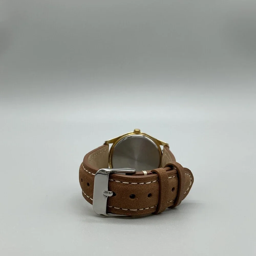 Chromatic Womens Watch 33mm Musical Note Dial Leather Gold Tone New Battery